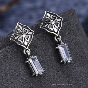 Elegant Clover & CZ Sterling Silver Earrings